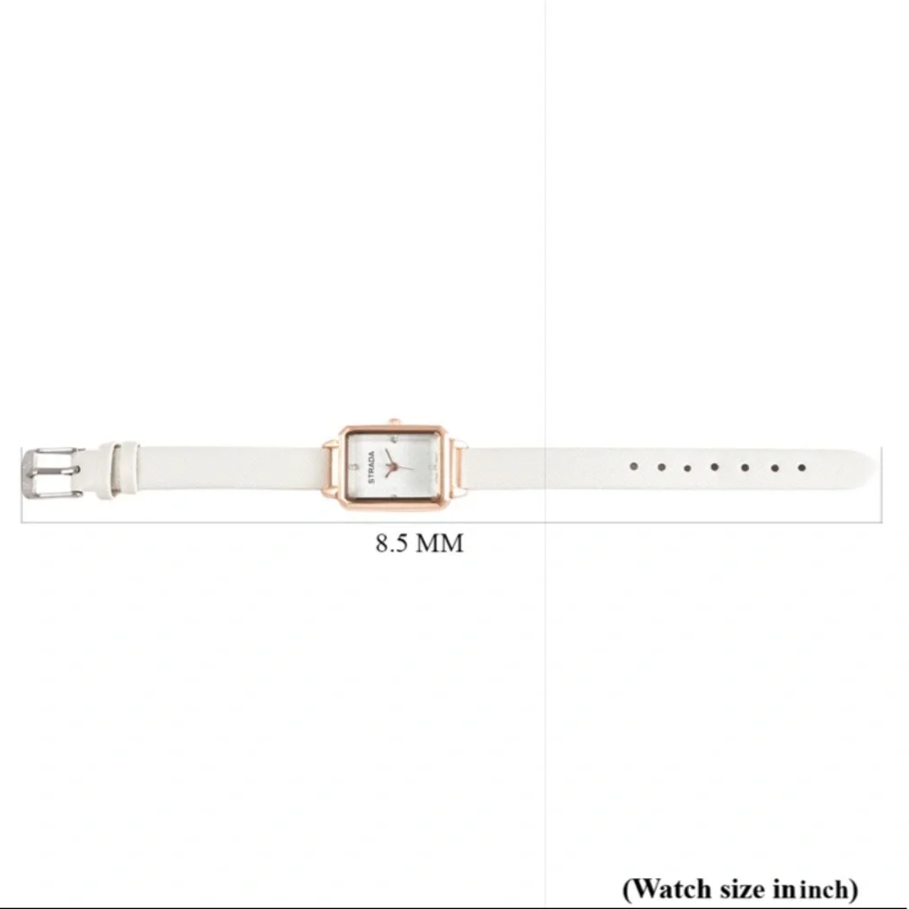 White Faux Leather Strap Watch
